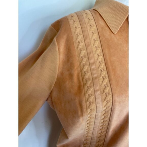 St.Croix Knits Skirt Set Womens Size 12 Wool Ultrasuede Cardigan Peach Toffee - Picture 2 of 15